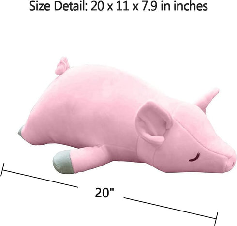 Stuffed Plush Pig Animal Toy, 20 Inches Pink Piggy Plushie, Super Soft Cuddly Pillow for Kids Room Decor