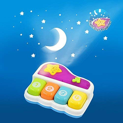 WEofferwhatYOUwant Baby Piano, Portable Musical Toy with Star Projector, Lights & Lullabies for Infants 6+ Months