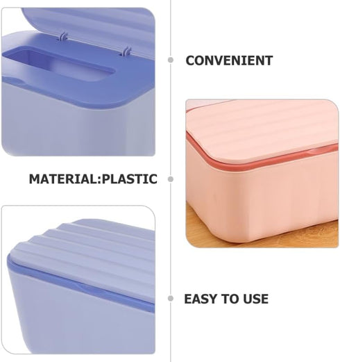 Sturdy Plastic Tissue Box Cover - Rectangle Wipes Storage with Sealing Lid