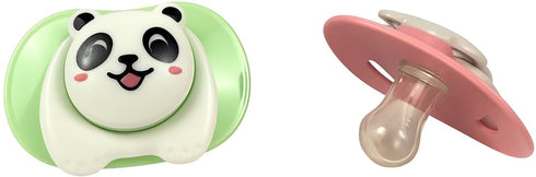 Kind Crane Pack) Cartoon Animal Baby Toddler & Children Natural Shaped Orthodontic Pacifier/Binky (Cat and Panda