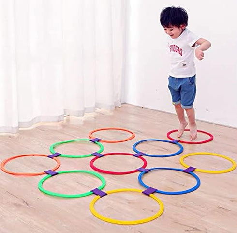 2-In-1 Hopscotch & Bean Bag Toss, Combine Hopscotch Rings with Bean Bag Toss Game for Kids, Fun Playground Toys