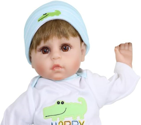 16" Set 3 Realistic Reborn Dolls Boy, Lifelike Silicone Vinyl Baby Realistic Baby Dolls Toys Looks Real with Weighted