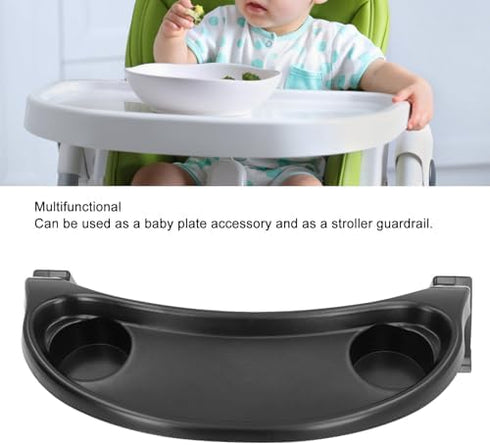 Black Universal Stroller Snack Tray with Cup Holder - Convenient Organizer
