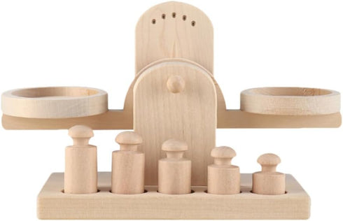 iplusmile Wooden Scale Montessori Math Materials Weighing Scale Set for Preschool Educational Learning