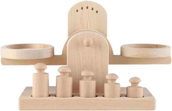 iplusmile Wooden Scale Montessori Math Materials Weighing Scale Set for Preschool Educational Learning