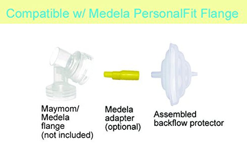 Maymom Backflow Protector - Compatible with Spectra S2 S1, 9 Plus Breastpumps - 4 pc with Bonus Flange Adapters