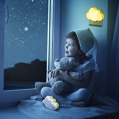 Mudder 2 Pack Night Light Plug into Wall, Soft LED Night Light for Nursery, Warm Sensor Plug-in, Cloud & Yellow