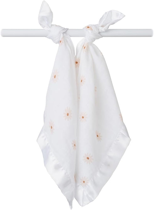 Lulujo Security Lovey Blankets Unisex, Softest Breathable Cotton Muslin Set with Silky Satin Trim | Neutral Comforting
