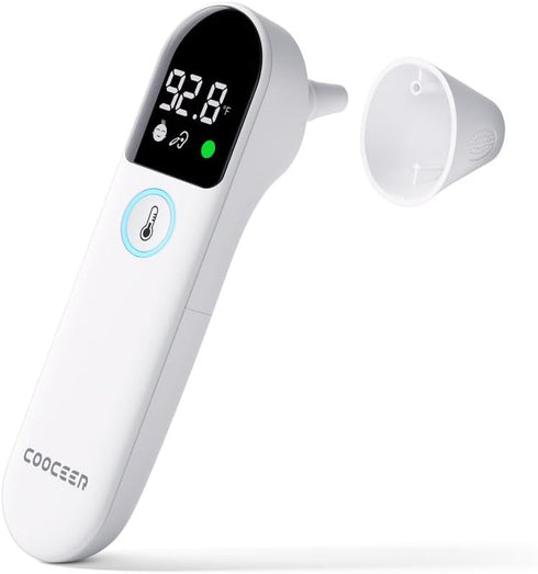 Digital Thermometer for Adults and Kids, Accurate Ear and Forehead Temperature Readings, Touchless with Large LED