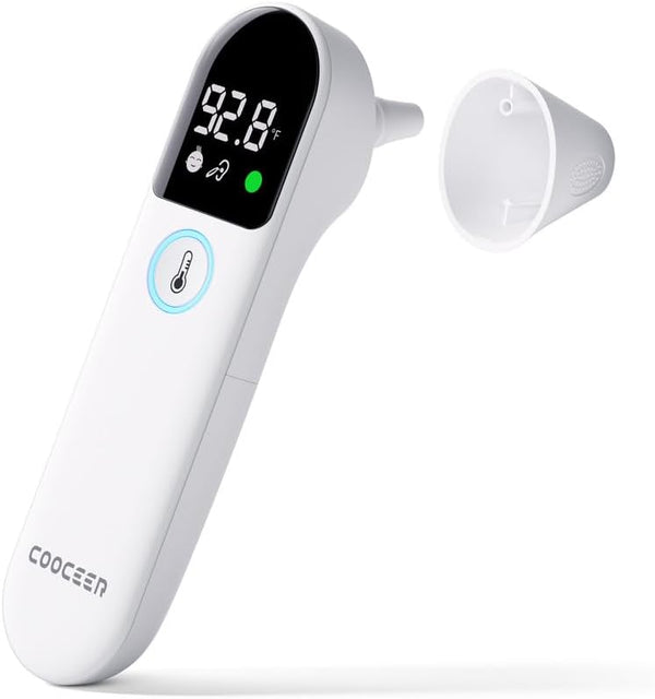 Digital Thermometer for Adults and Kids, Accurate Ear and Forehead Temperature Readings, Touchless with Large LED