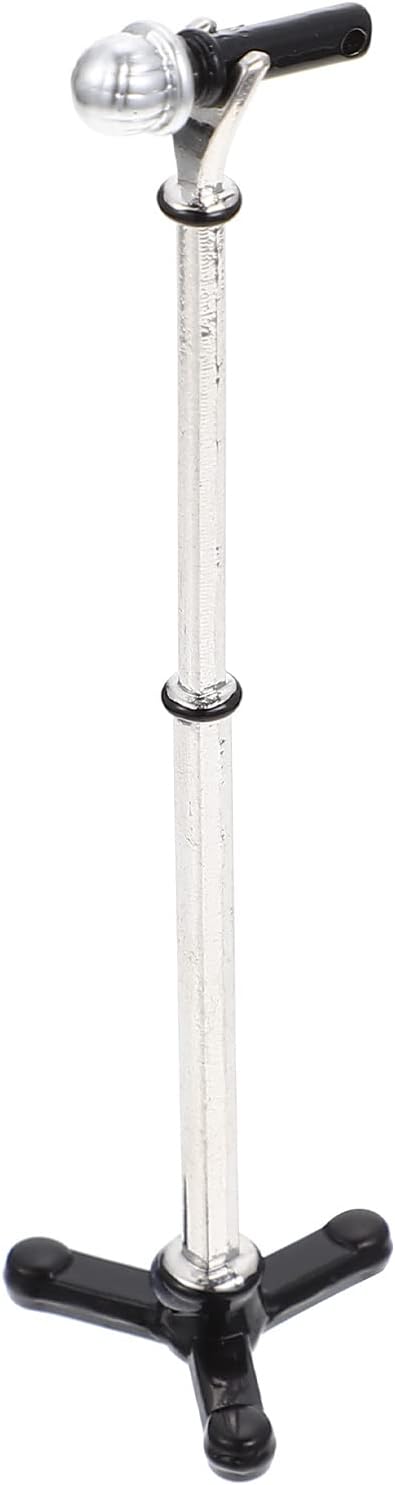 LUOZZY Miniature Microphone Model with Stand for 1:12 Dollhouse Accessories Display - Black