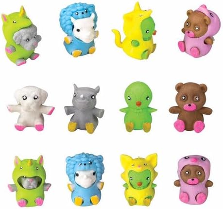 Raymond Geddes Snuggle Wuggle Erasers - 24 Assorted Colors Cute Animal Critter Erasers
