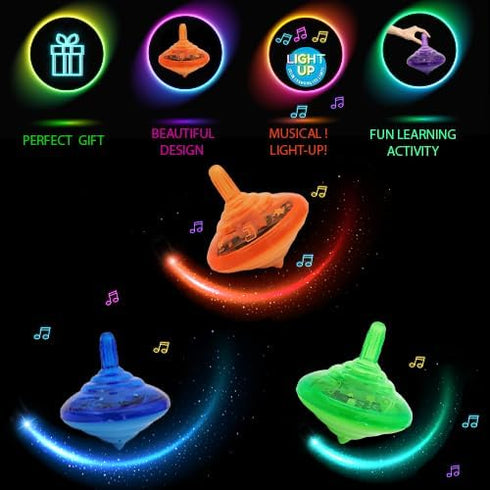 Set, 2 (Pack 12) The Dreidel Company Hanukkah Musical Light-Up Dreidel Spinning Tops Plays Classic Hanukkah Songs