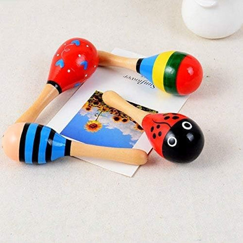 Mini Wooden Maracas Rattles, Egg Shaker Kids Musical Party Favor, Kid Baby Shaker Sand Hammer Toy