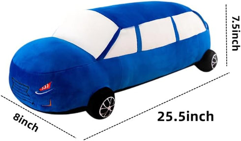 XIZHI Cute Tractor Plush Toy - Soft Stuffed Car Pillow, Long Sedan Blue Plushie Gifts for Kids Birthday