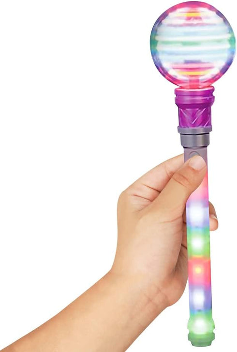 ArtCreativity Spinning Light Up Wand for Kids, 14-Inch LED Light Wand with Batteries Included