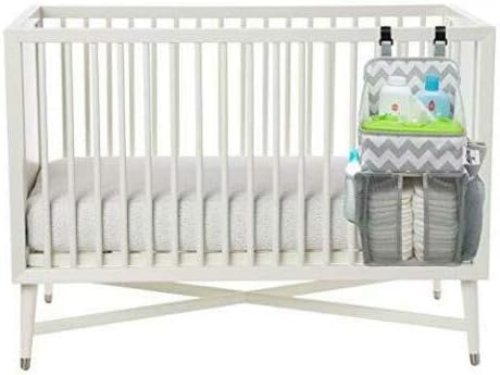 Chevron Pattern Diaper Caddy and Nursery Organizer for Newborn Baby Essentials, Hang on Crib, Baby Bed. Changing Table or wall. Multiple Pockets to Store Wipes, Creams, Lotions, Toys and more. by Zugar Land
