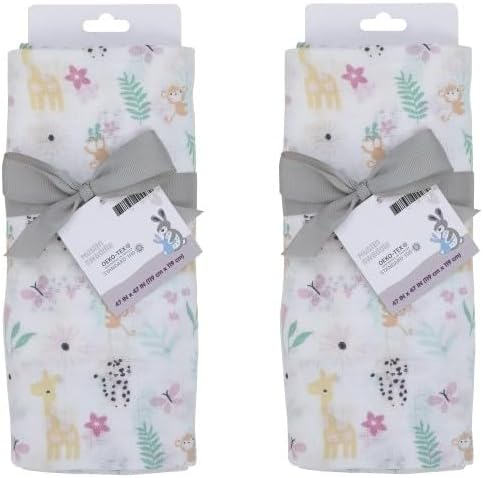 Generic Muslin Swaddle Blanket Baby Girl Jungle Print Extra Soft 100% Cotton Muslin