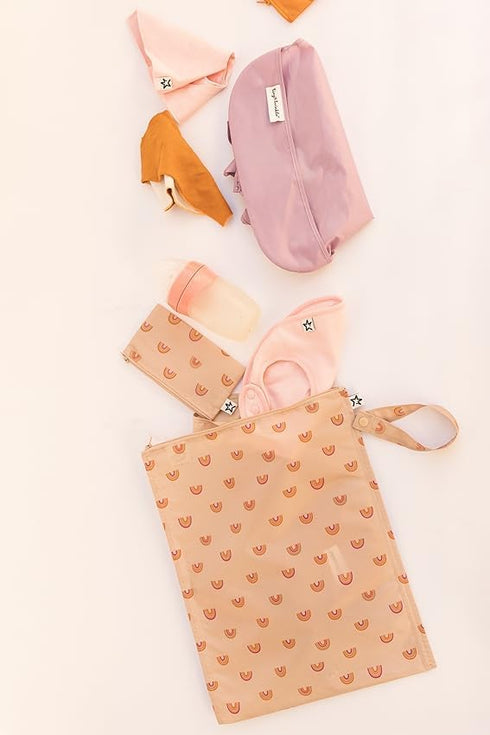 Tiny Twinkle Mess-proof Wet Bags 2 Pack, Waterproof and Washable Storage Bag for Travel, Stroller, Baby Diapers