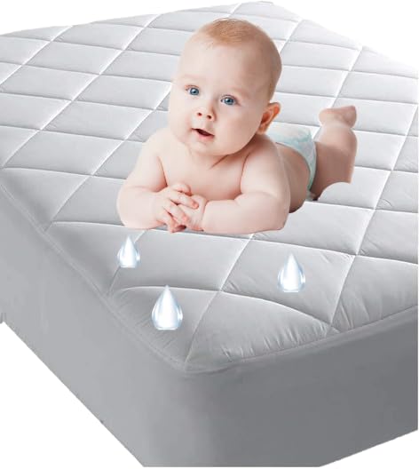 Venneti Crib Mattress Cover - Cotton Waterproof Mattress Protector - Premium Quality Hypoallergenic and Breathable
