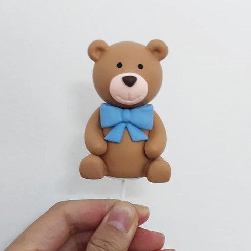 Baby Bear Cake Topper for Birthday Baby Shower, Baby Boy Blue (Blue Bear)