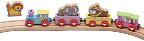 2 3 Set Maxim Enterprise, inc. Kids Circus Train with Steam Engine, Cars, Caboose, Wooden Animals, Colorful Hardwood