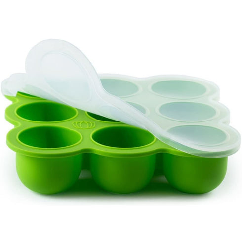 Samuelworld Baby Food Storage Container, 12 Portions x 2.5oz - BPA Free Silicone Freezer Tray with Clip-On Lid for Milk
