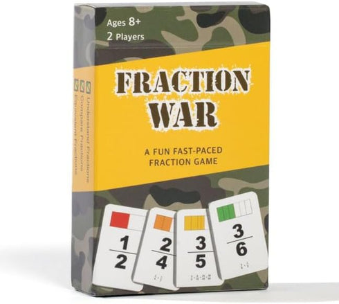 Fraction War Fun Math Game for 2nd to 5th Grade - Learn, Compare, Simplify Fractions (1 Pack) - Standard Edition