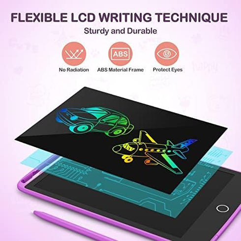 2 Pack LCD Writing Tablet, Colorful Screen Doodle Board 8.5 Inch for Kids, Learning Toys Birthday Gifts for 3-6 Year