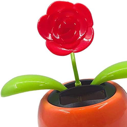 Solar Powered Dancing Flower Toy - Animated Dancer Car Decoration for Dashboard or Office Desk - Rose
