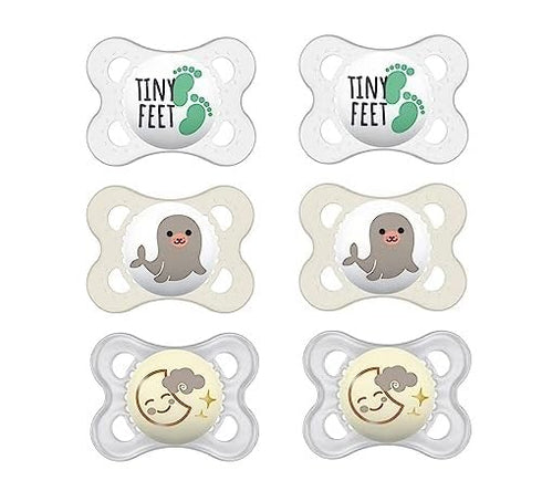 MAM Variety Pack Baby Glow in The Dark Pacifier, Includes 6 Types
