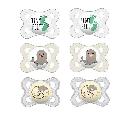 MAM Variety Pack Baby Glow in The Dark Pacifier, Includes 6 Types
