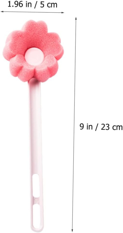 HANABASS Flower Shaped Long Handle Bottle Cleaning Brush Soft Sponge Cup Brush for Household Use for Water Bottles