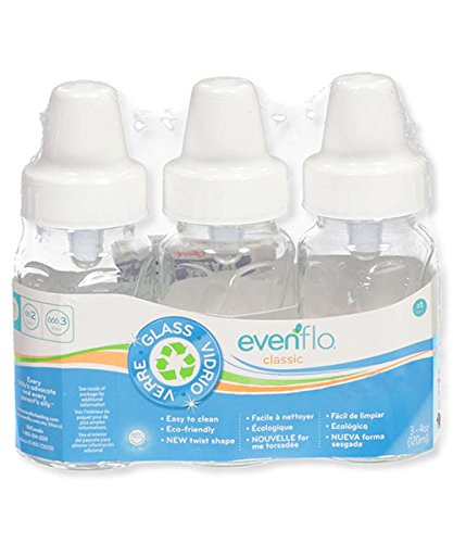 3 Pack 4-Ounce Evenflo Classic Glass Bottle