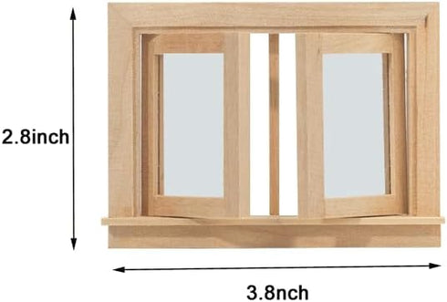 UZPDWK Decoration-1: 12 Dollhouse Windows, Wooden Miniature Dollhouse Furniture Window Frame for Dolls Houses Scale