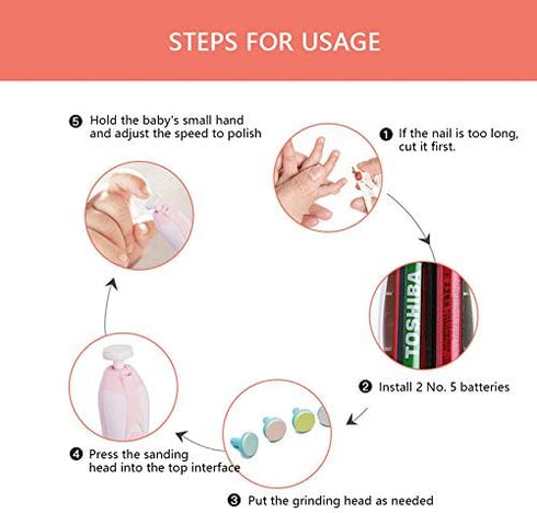 DZSF Trimmer Baby Nail File Safe Electric Nail Clipper Cutter Baby Manicure Pedicure Scissors Kids Infant Care Battery