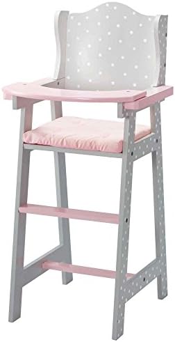 Doll High Chair for Baby Dolls - Olivia's Little World Wooden Play Furniture for 16" to 18" Dolls
