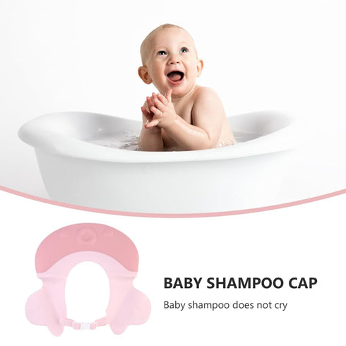 Toyvian Baby Shampoo Cap Adjustable Silicone Bath Hat with Cartoon Design Protecting Eyes and Face during Hair Wash