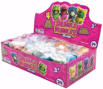 Raymond Geddes Snuggle Wuggle Erasers - 24 Assorted Colors Cute Animal Critter Erasers