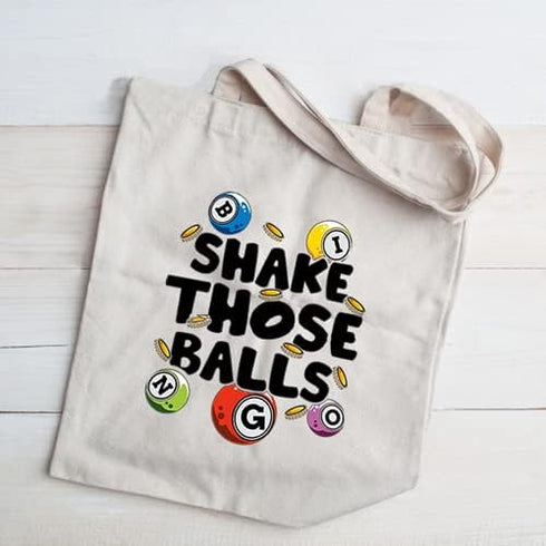 JXGZSO B Gambler Gift Tote Bag, Shake Those Balls Lucky Pouch Bag for Game Lovers
