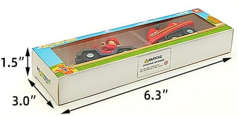 Wooden Train Cars Track Accessories Set, Rescue Fire Truck with Light and Sound for Boys and Girls