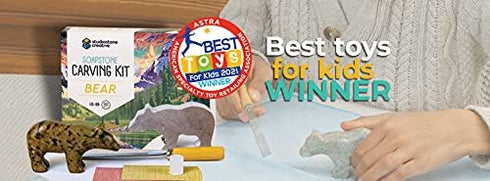 STUDIOSTONE CREATIVE DIY Arts & Crafts Carving Kit, Bear Sculpture Soapstone for Kids and Adults