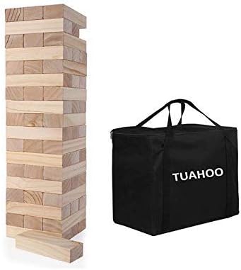 Outdoor Games Giant Tumble Tower - Large Tumbling Timber Wood Blocks Tower Yard Game for Kids & Adults Family Stacking