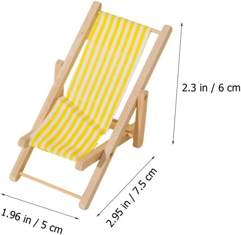 LUOZZY 12pcs Dollhouse Miniature Furniture Accessories Mini Wooden Folding Beach Sunbath Chair Longue Deck Chair