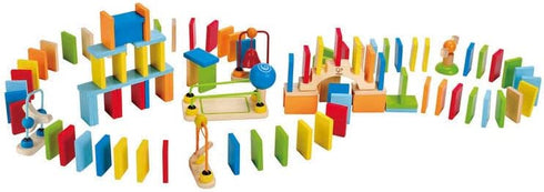 Hape Dynamo Wooden Domino Set | Award Winning Building Block Set for Kids, 107 Solid Pieces of Fun