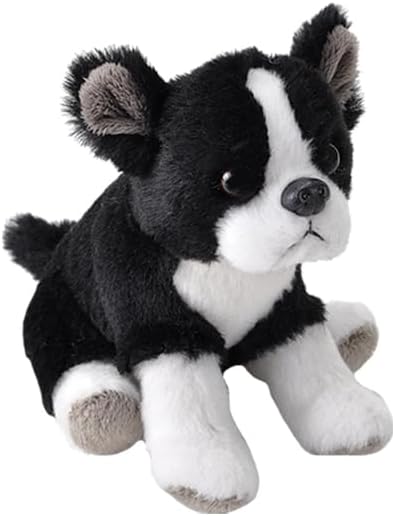 Wild Republic Pocketkins Eco Boston Terrier Stuffed Animal, 5 Inches Plush Toy Made from Recycled Materials