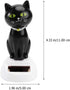 Black Solar Cat Toy Doll, Dancing Figure for Car Ornament, Solar Powered Desktop Decor Gift