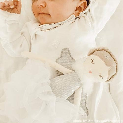 Mon Ami Angel Stuffed Doll, 15" Silver Plush Doll for Little Girls, Soft Elegant Toy or Room Decor