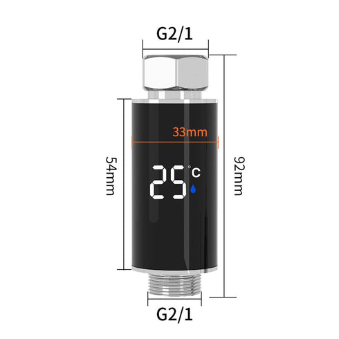 Generic G1/2 LED Shower Head with Real-Time Water Temperature Display, for Hydro Power Generation, Color Indicator