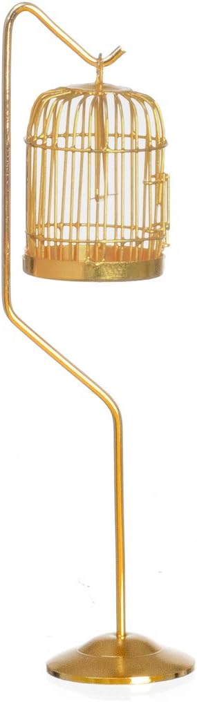 Melody Jane Dolls Houses Dollhouse Miniature Brass Birdcage with Stand